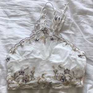 GORGEOUS Beaded Lace Crop Top